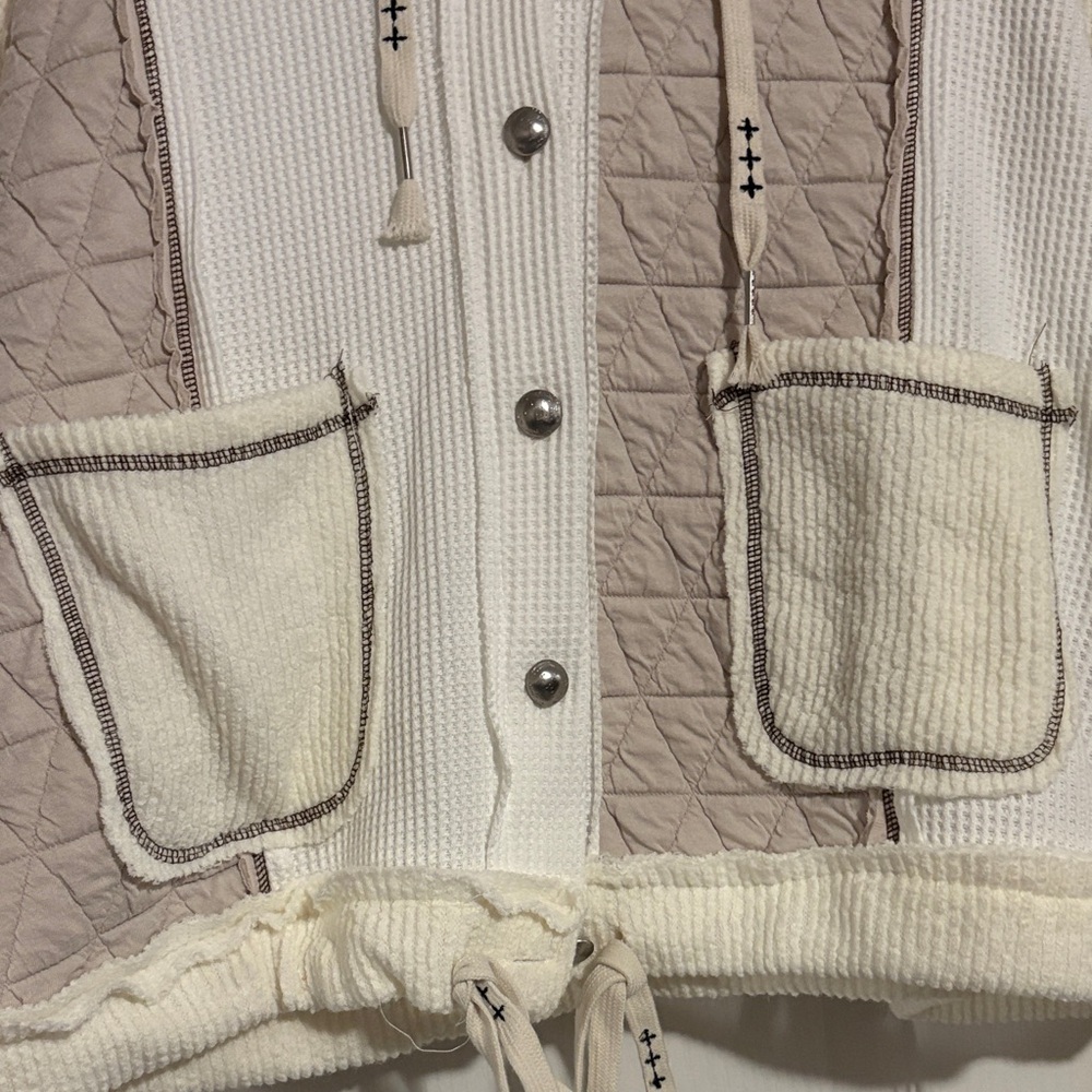 Cozy Cream and Tan POL Hooded Jacket - Picture 6 of 9